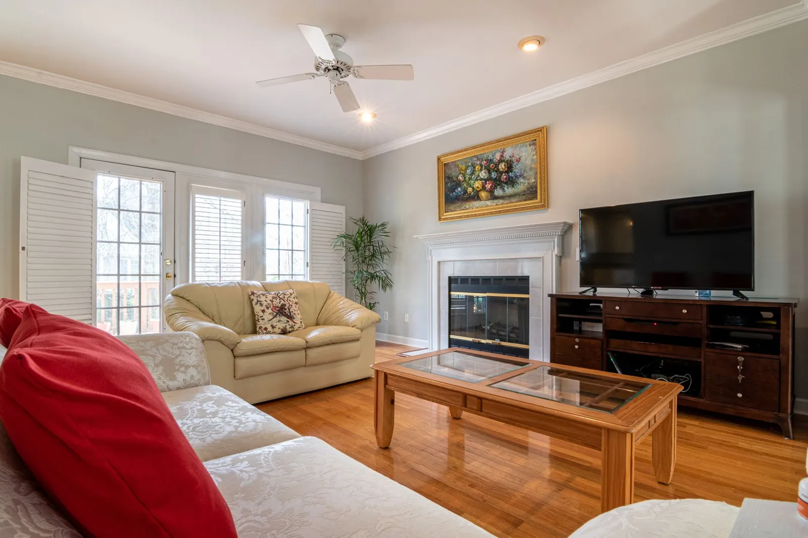 Freshly painted bright interior living room walls in a Colleyville home